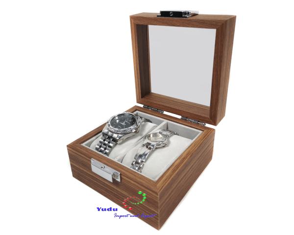 Uhrenkoffer Uhrenbox Schmuckkoffer Schmuckkasten mit Glasdeckel für 2 Uhren